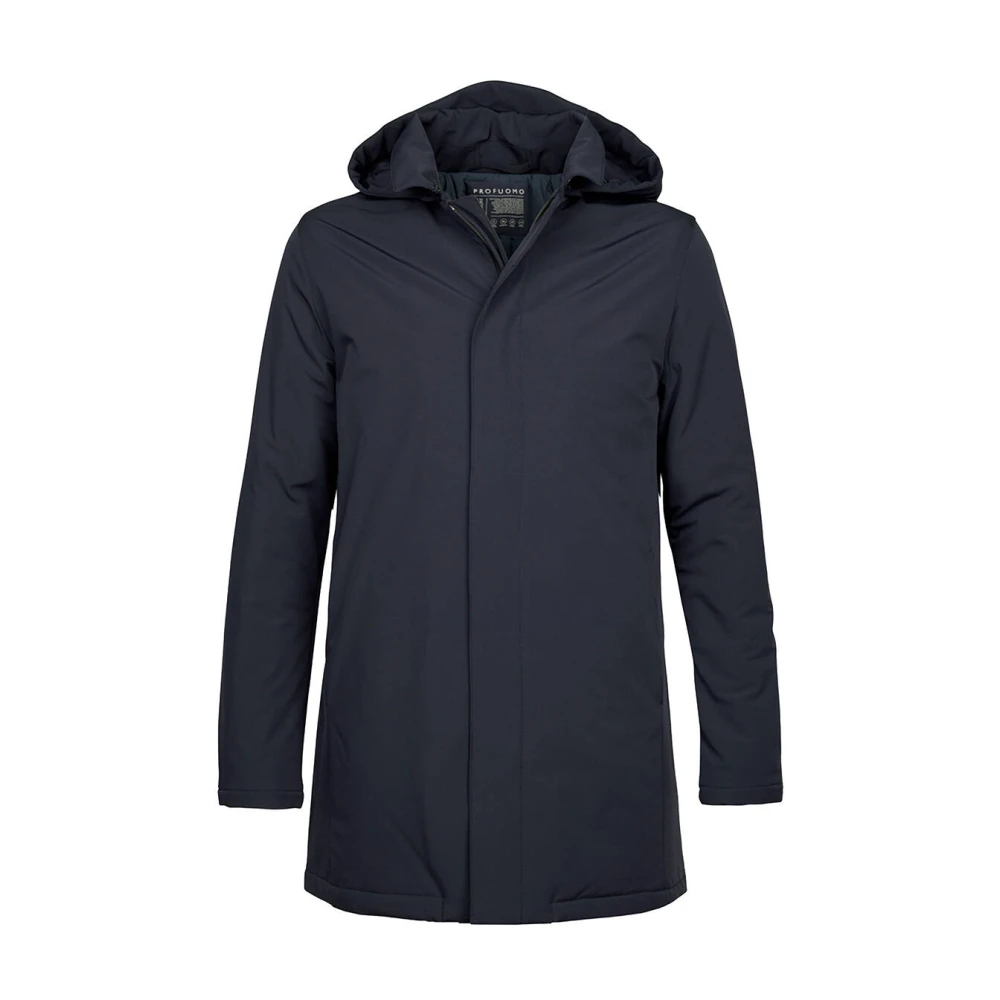 Profuomo Regenjas Lang Marineblauw Blue Heren