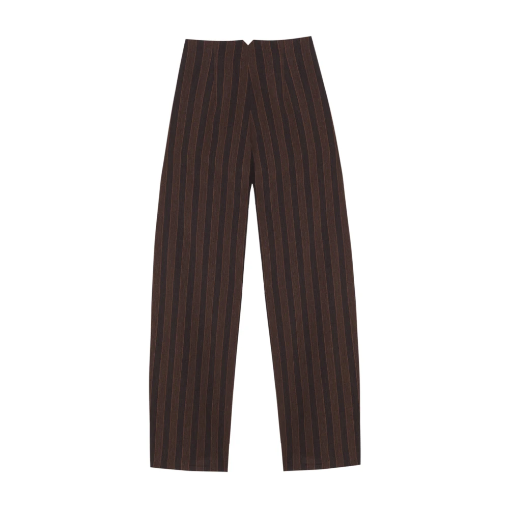 Cortana Gestreepte linnen en virgin wool broek Brown Dames