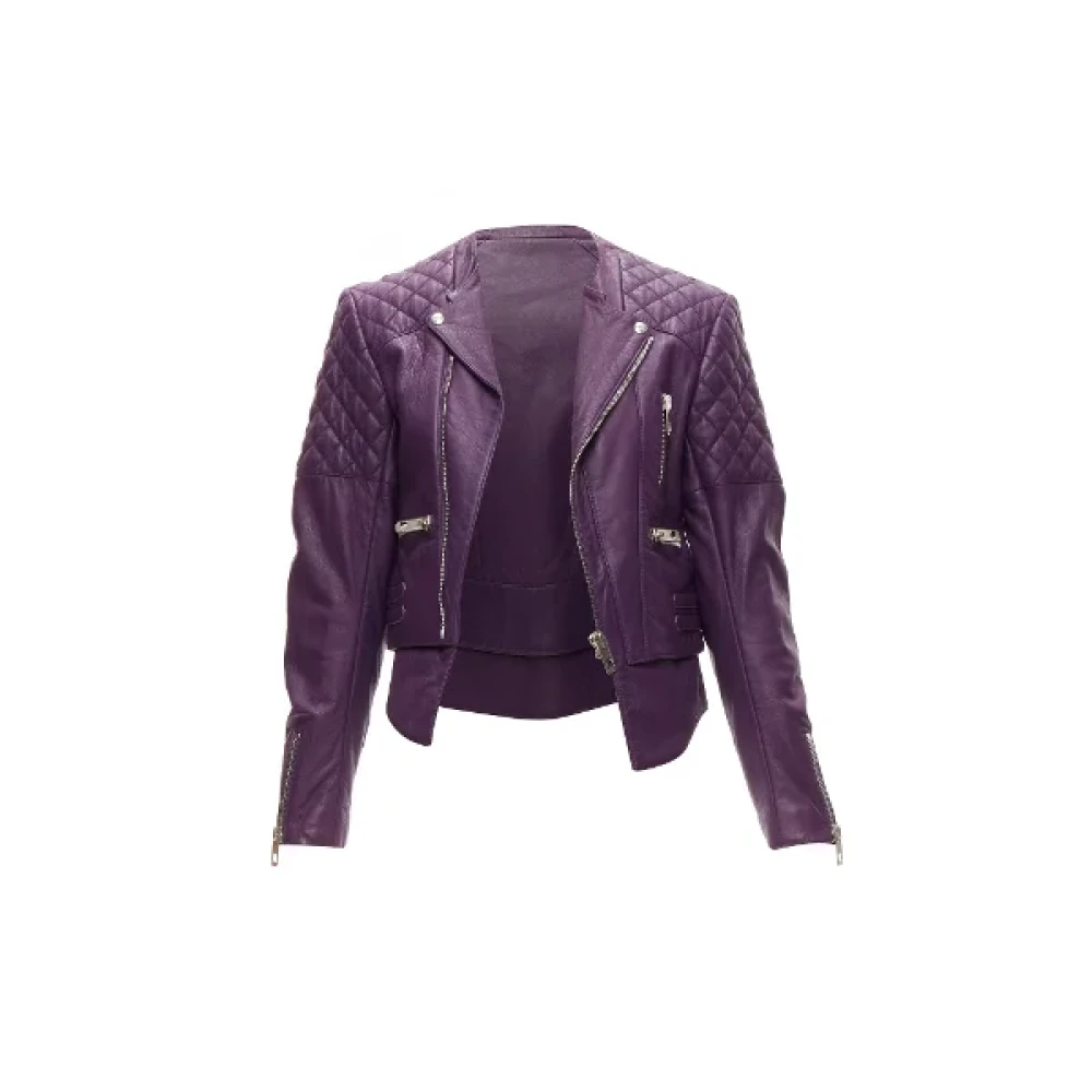 Balenciaga Vintage Pre-owned Leather outerwear Purple Dames