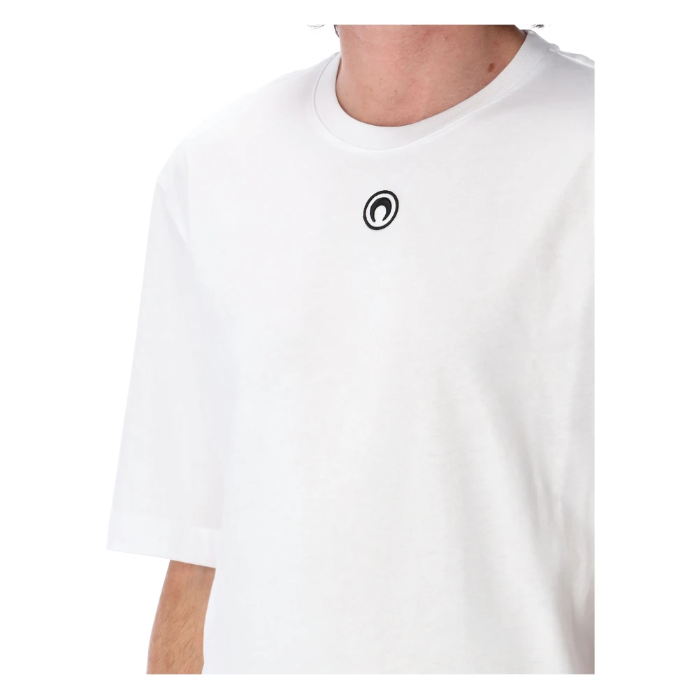 Marine Serre Wit Katoenen T-Shirt Maanlogo White Heren