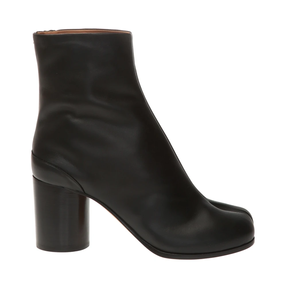 Maison Margiela Black Leather 'Tabi' Heeled Ankle Boots - Female - Heeled Boots - 3 Uk - Shoes
