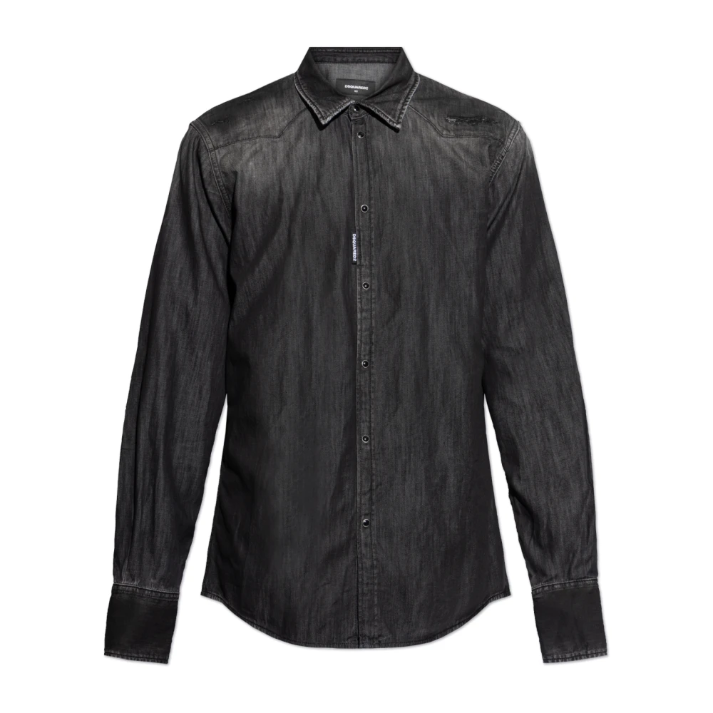 Dsquared2 Denim shirt met vintage effect Black Heren