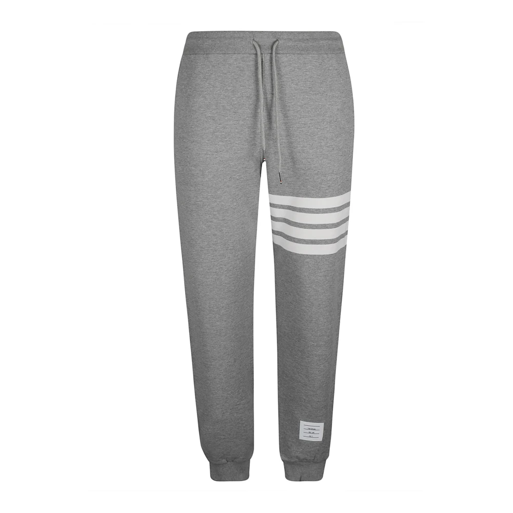 Thom Browne Men's Gray Grey Trousers With 4-Bar Stripe Design - Sweatpants - Xl - Trousers