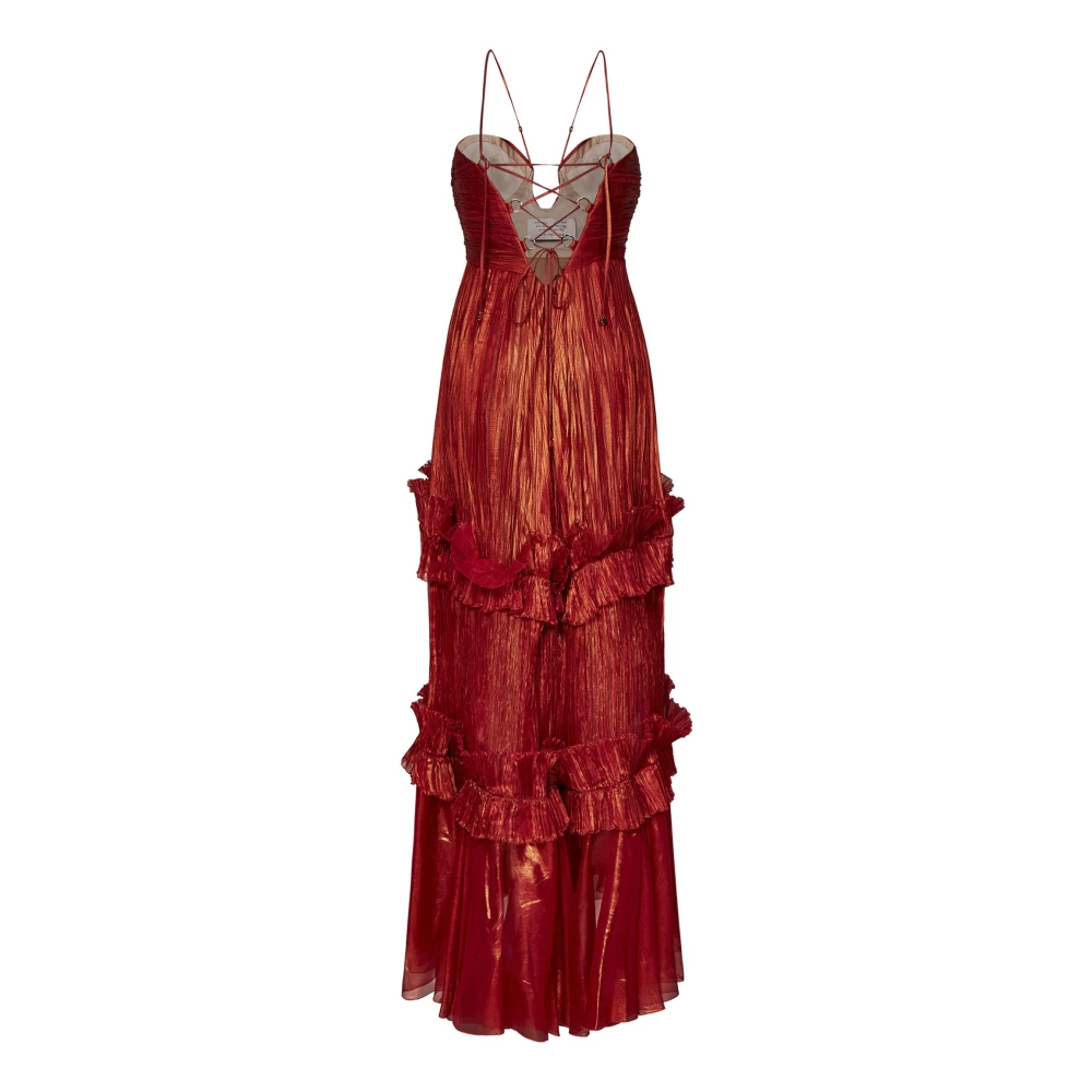 Maria Lucia Hohan Rode Zijden Ruche Jurk Elegant Statement Red Dames