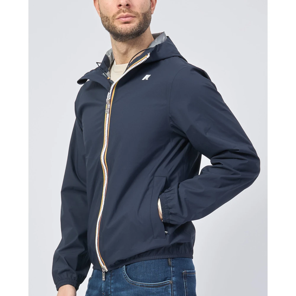 K-way Blauwe korte jas met slim fit Blue Heren