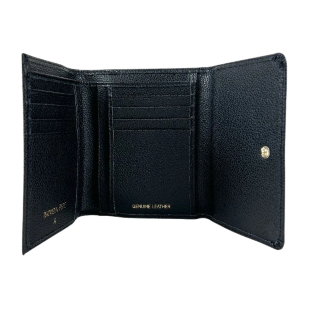 PATRIZIA PEPE Zwarte leren portemonnee gehamerd medium Black Dames