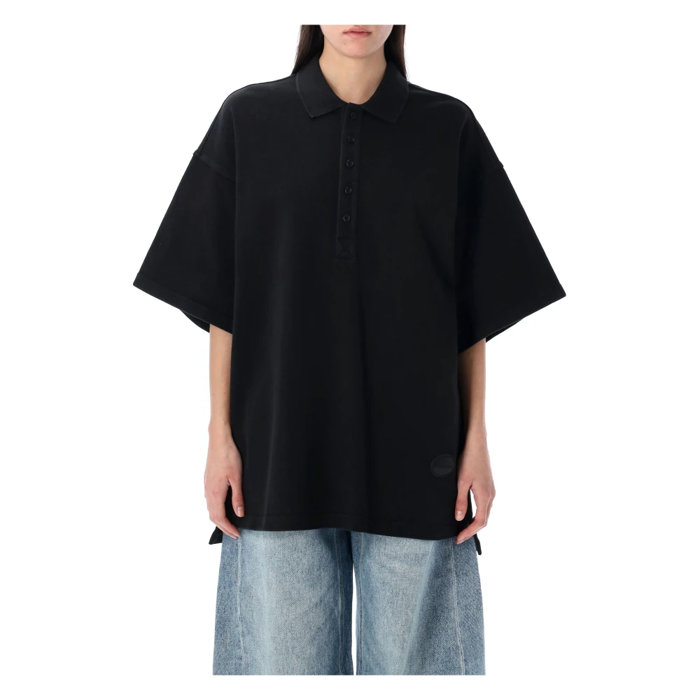 Alexander wang Zwart Gewassen Oversized Poloshirt Black Dames