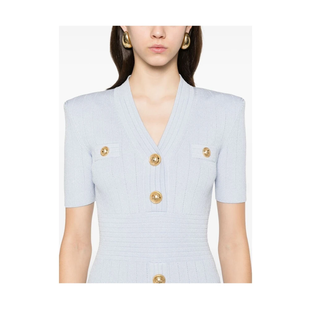 Balmain Elegante Korte Jurk Blue Dames