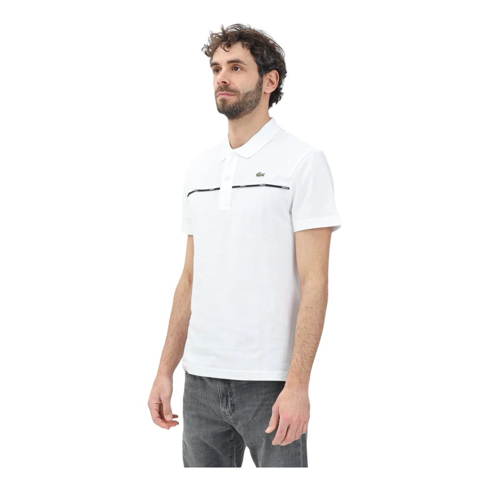 Lacoste Wit Poloshirt Grafisch Ontwerp White Heren