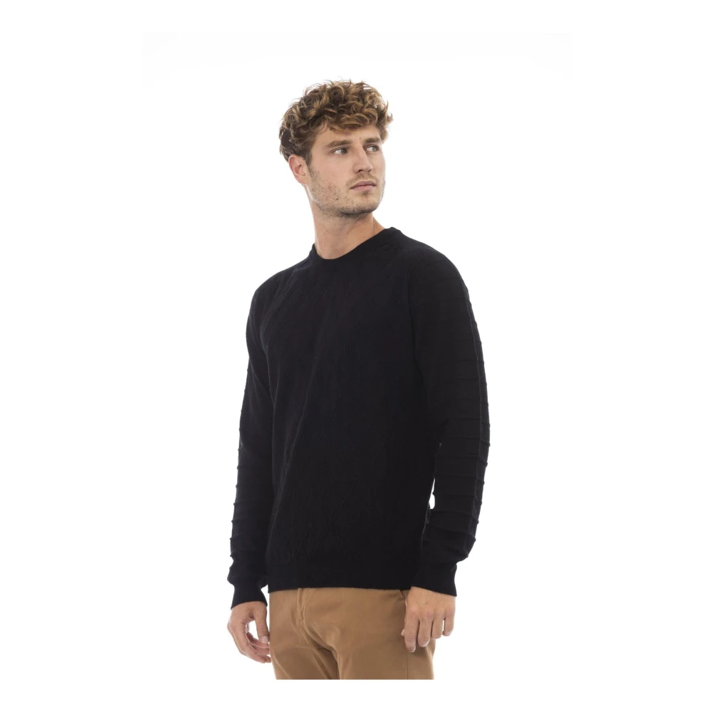 Alpha Studio Wolmix Ronde Hals Trui Black Heren