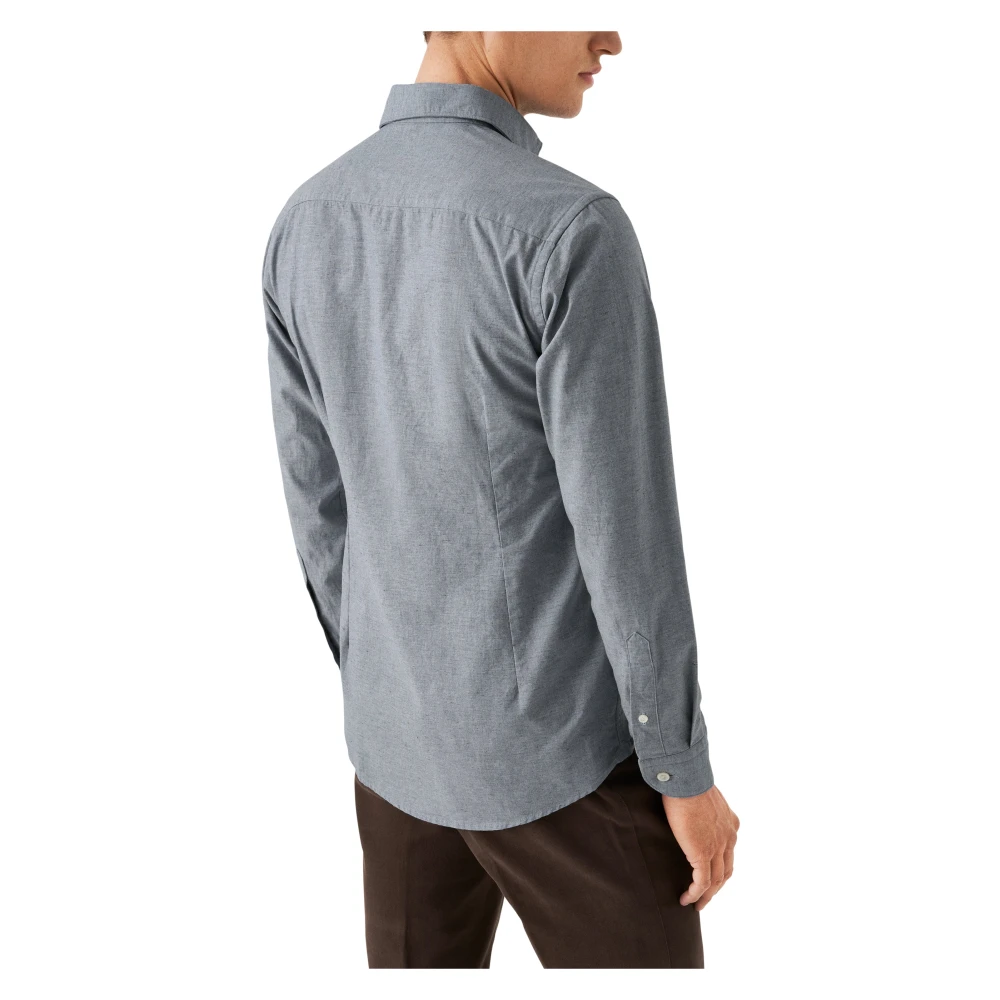 Eton Blauw Flanel Eigentijds Overhemd Blue Heren