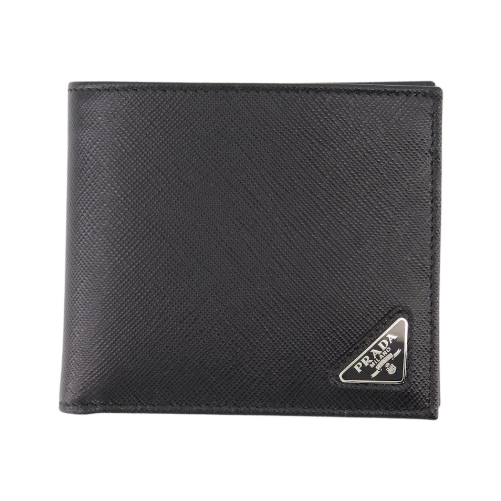 Prada , Wallets & Cardholders, Male, Black, One Size, Portefeuille Saffiano