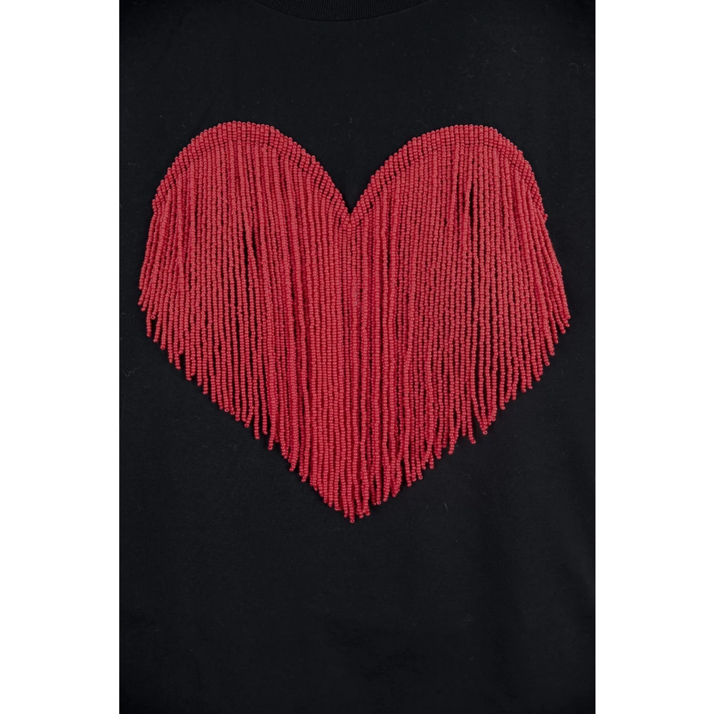 Dsquared2 Rood Hart Print Katoenen T-Shirt Black Dames