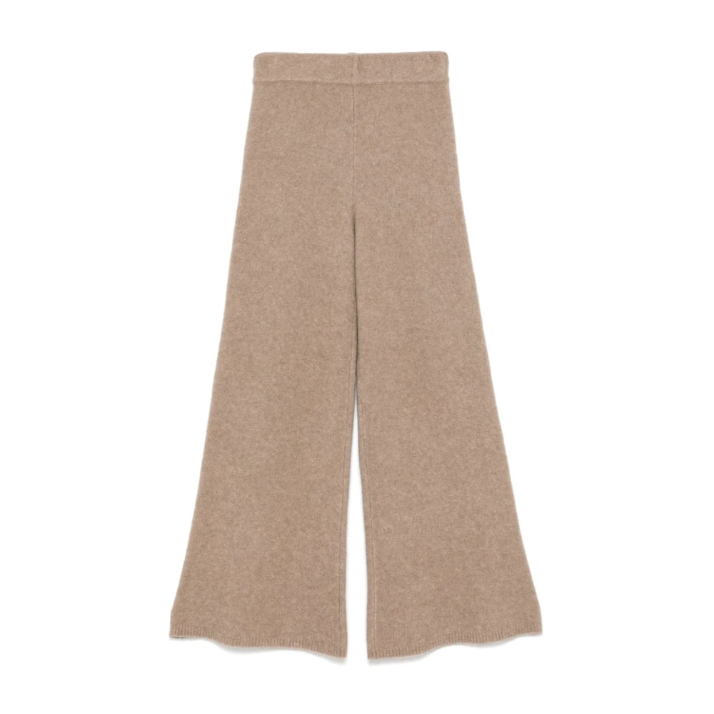 Lisa Yang Women's Brown Camel Cashmere Blend Bouclé Trousers - Wide Trousers - Xs - Trousers