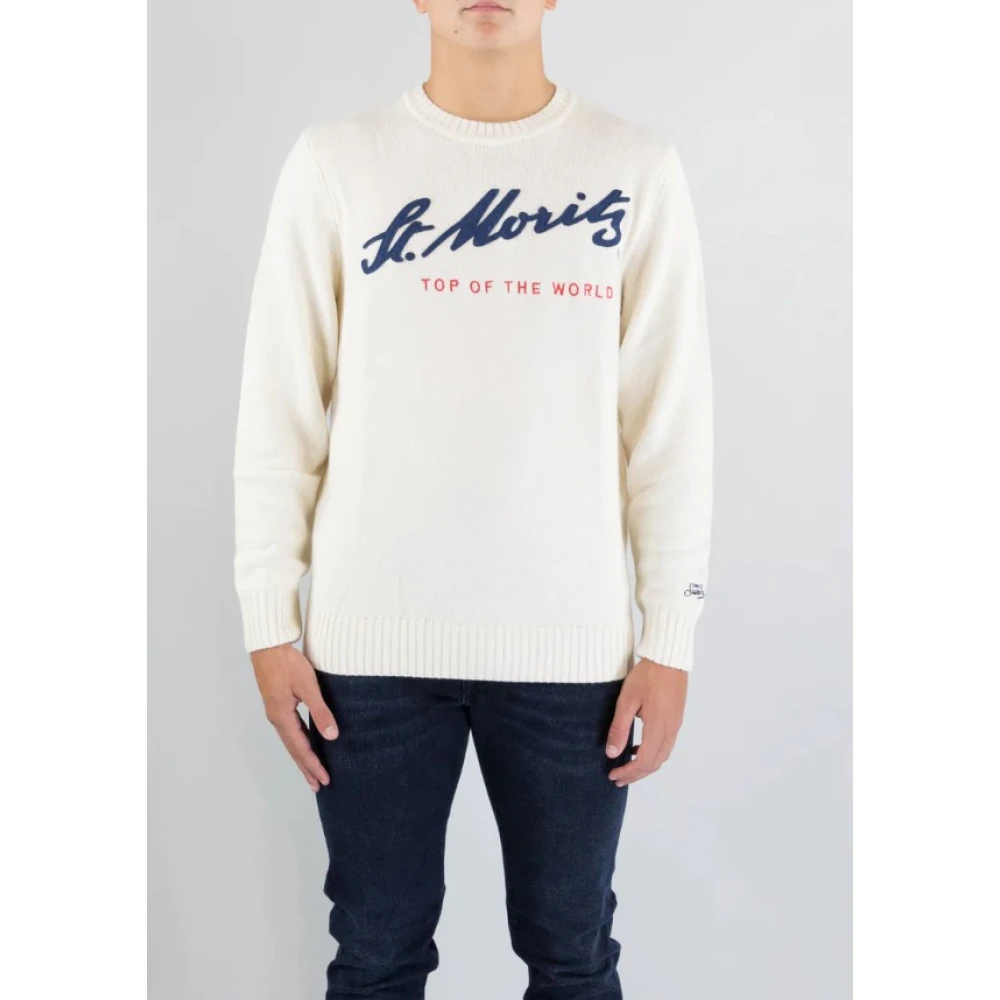 MC2 Saint Barth Geborduurde Crew Neck Sweater Beige Heren