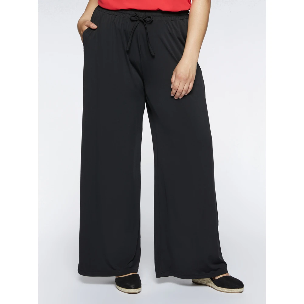 Fiorella Rubino Wijde Pijp Jersey Joggers Black Dames