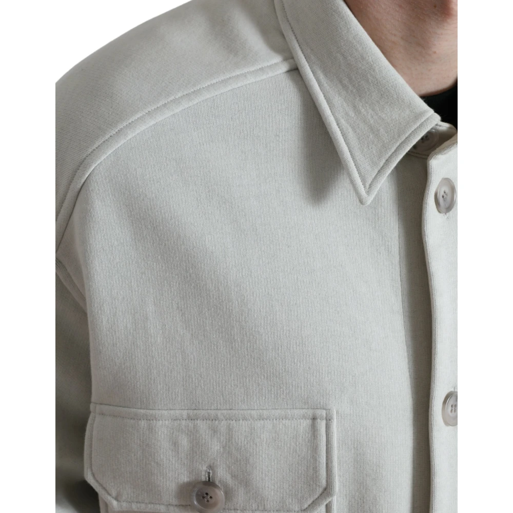 Dolce & Gabbana Elegante katoenen jas met bloemenrug Gray Heren