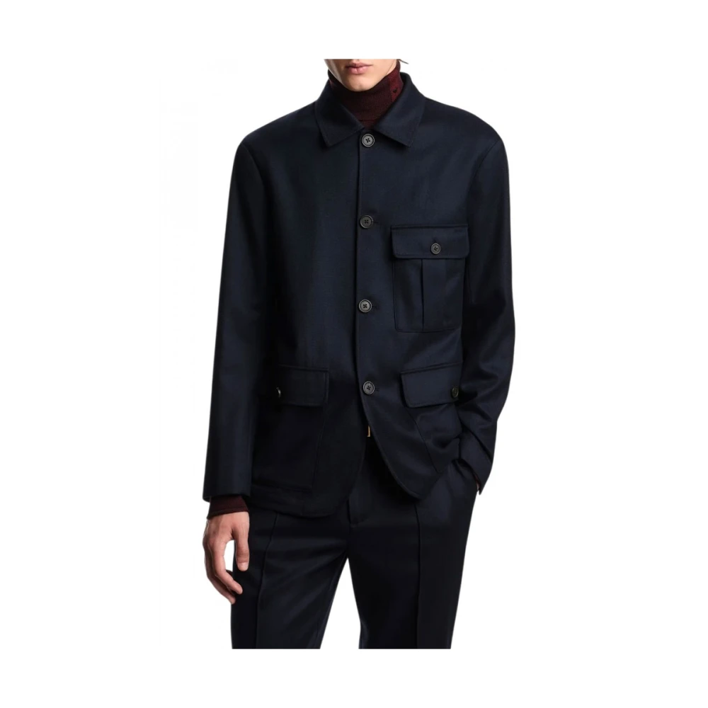 Emporio Armani Mannelijk Blauw Stijlvolle Blouson Jas