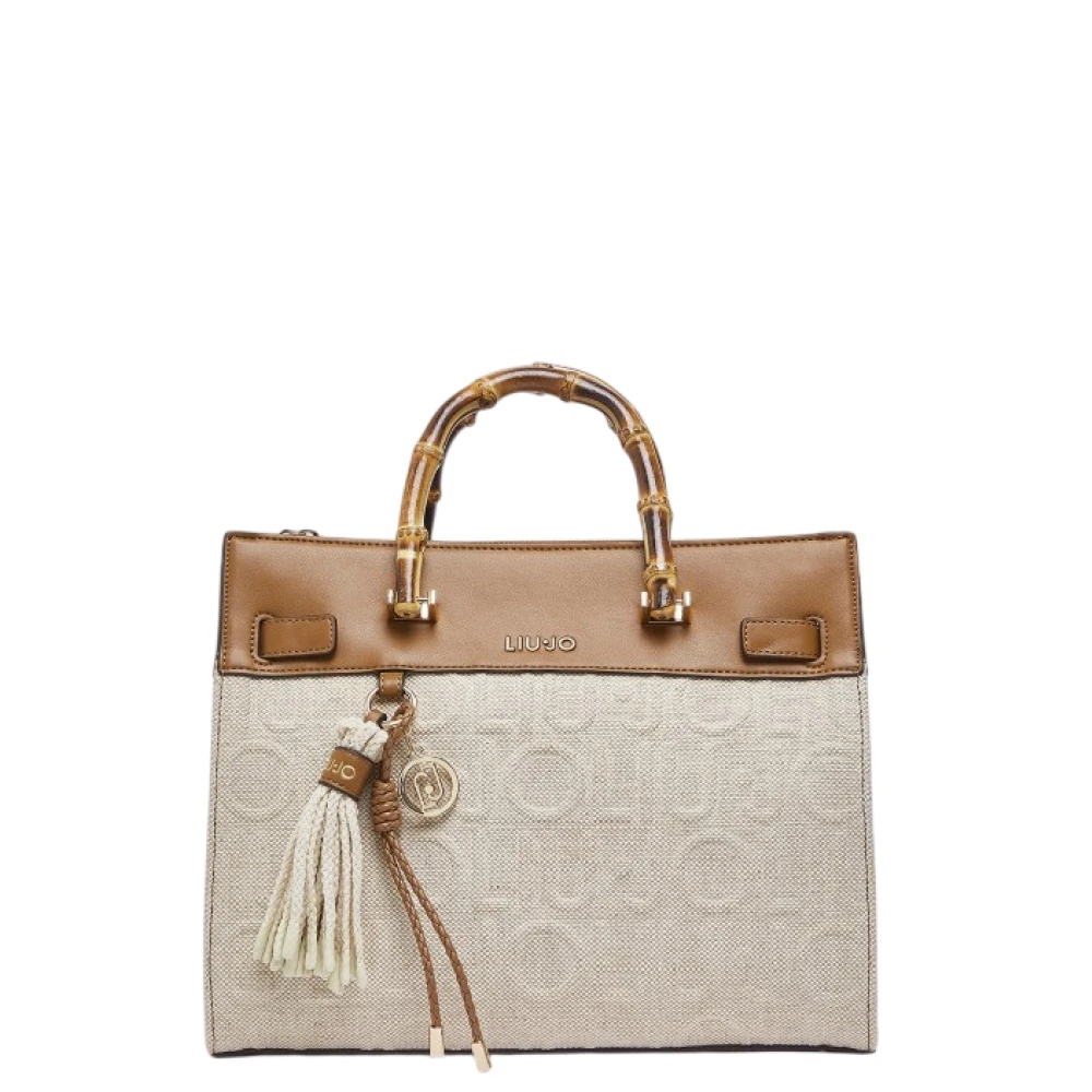 Liu Jo Kvinno Beige Väskor Dam, One Size, Bomull, Medium Väska Med Berlocker