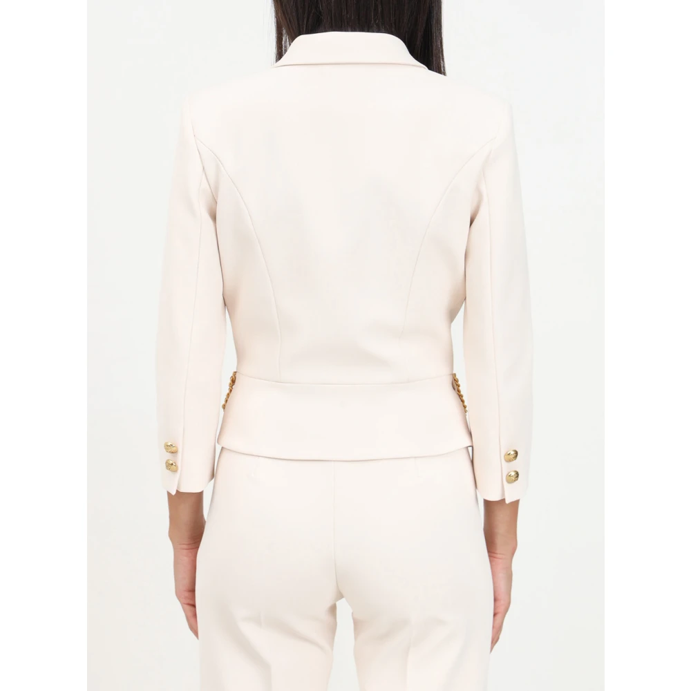 Elisabetta Franchi Cropped Stretch Crêpe Jas Ivoor Yellow Dames