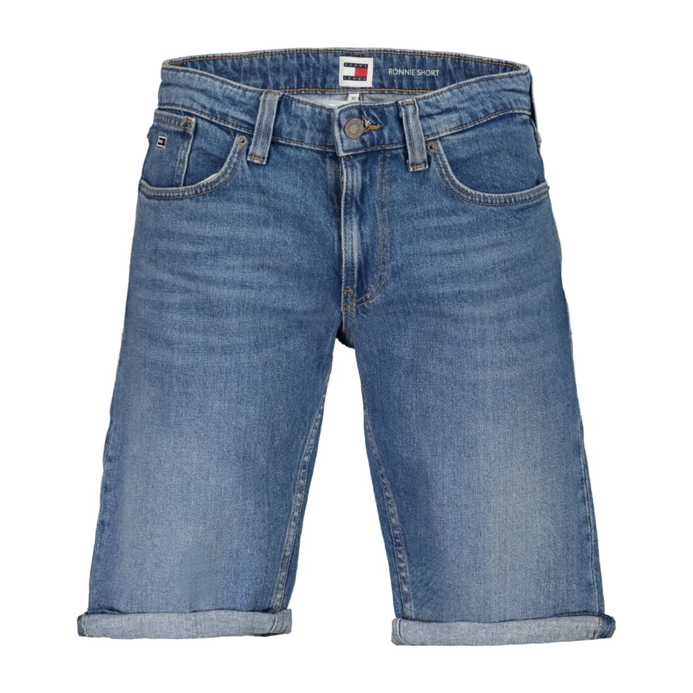 Tommy Hilfiger Blauwe Korte Herenjeans Gewassen Effect Blue Heren