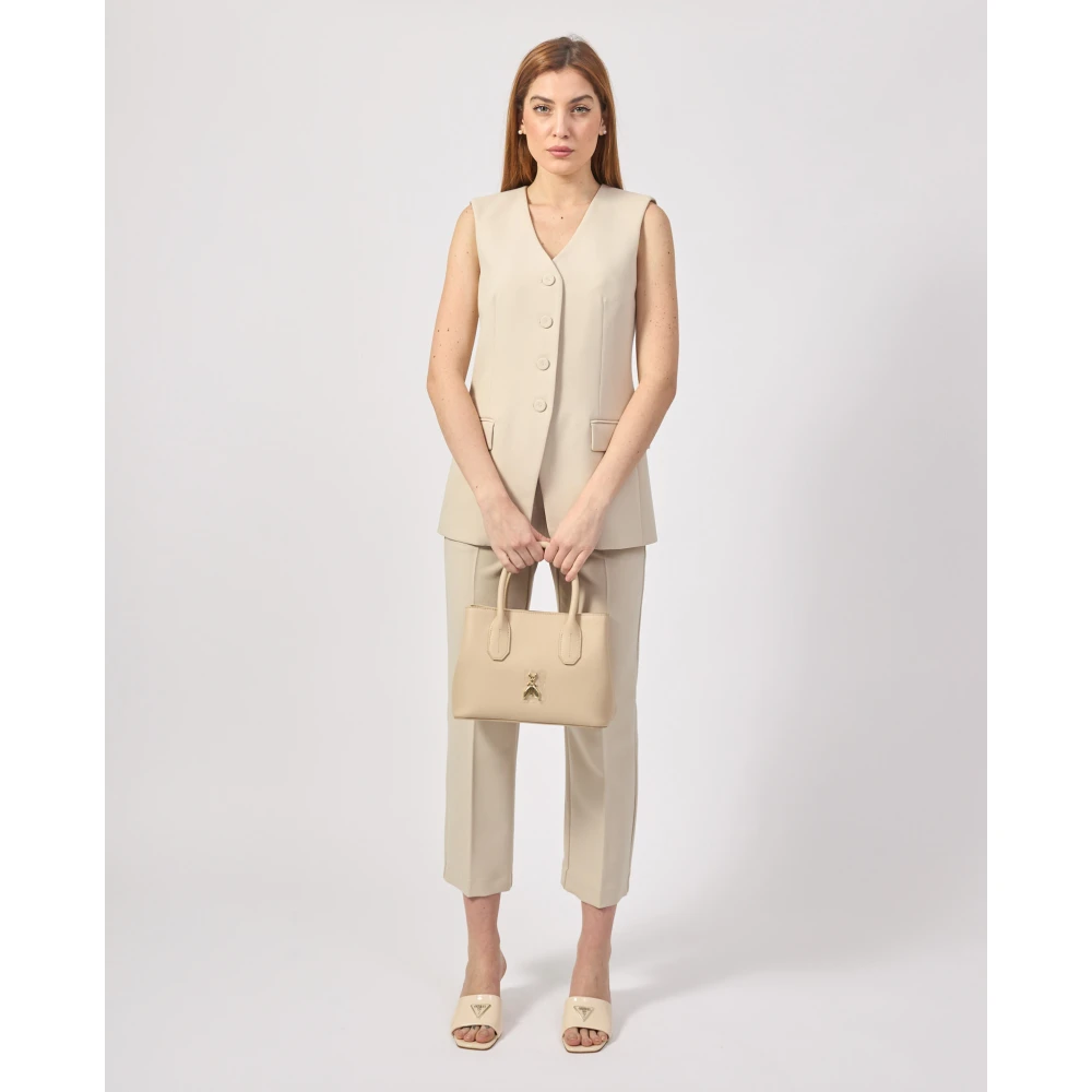 PATRIZIA PEPE Beige Getailleerde Jas met Fly Detail Beige Dames