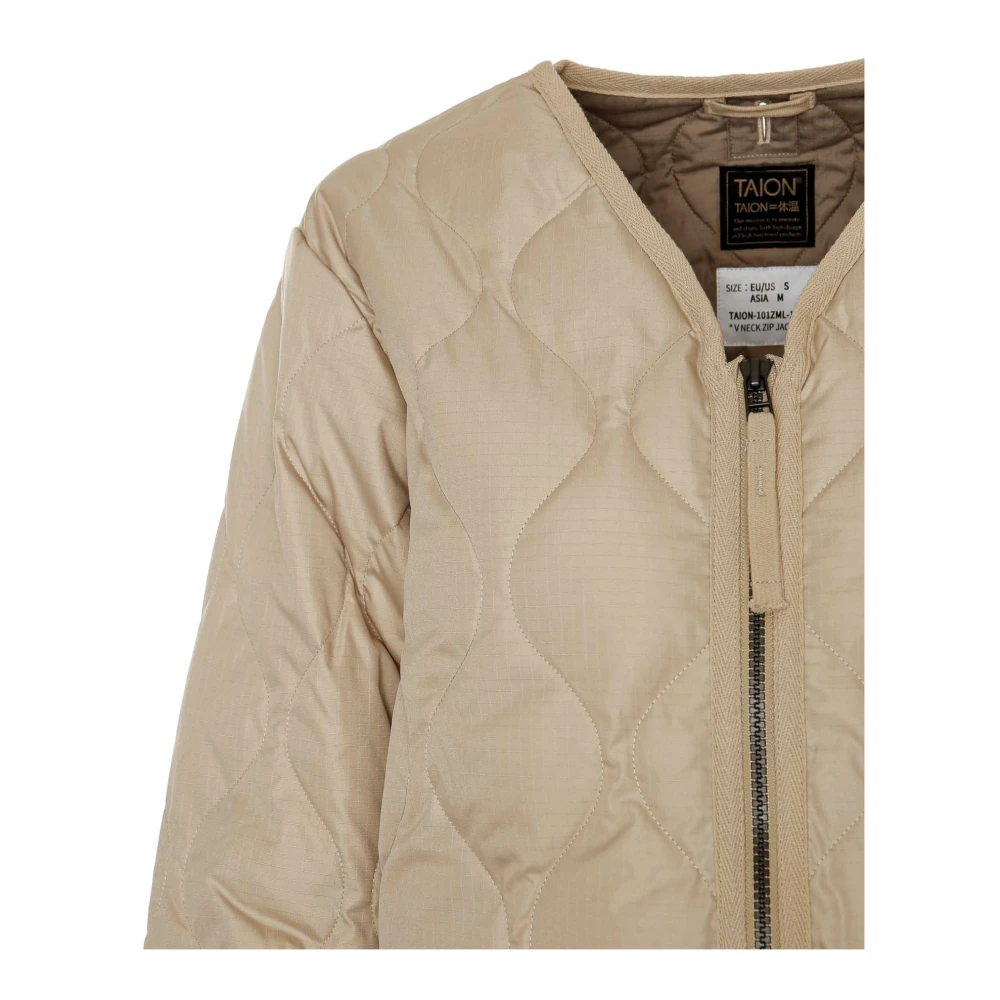 Taion Gewatteerde V-hals jas Beige Heren