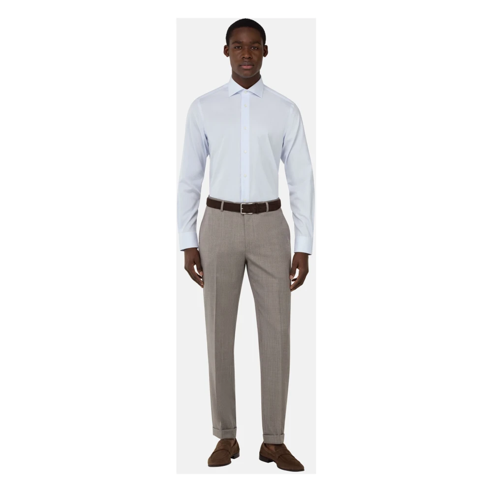 Boggi Milano Slim Fit Getailleerd Katoenen Overhemd Blue Heren