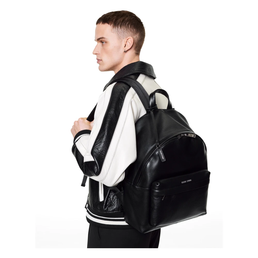 Kazar Studio Heren rugzak van volnerf leer Black Heren