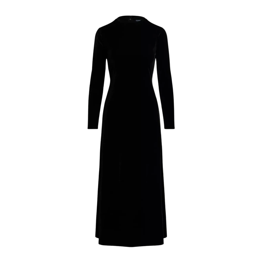 Ralph Lauren Zwarte Midi Velvet Jurk Black Dames