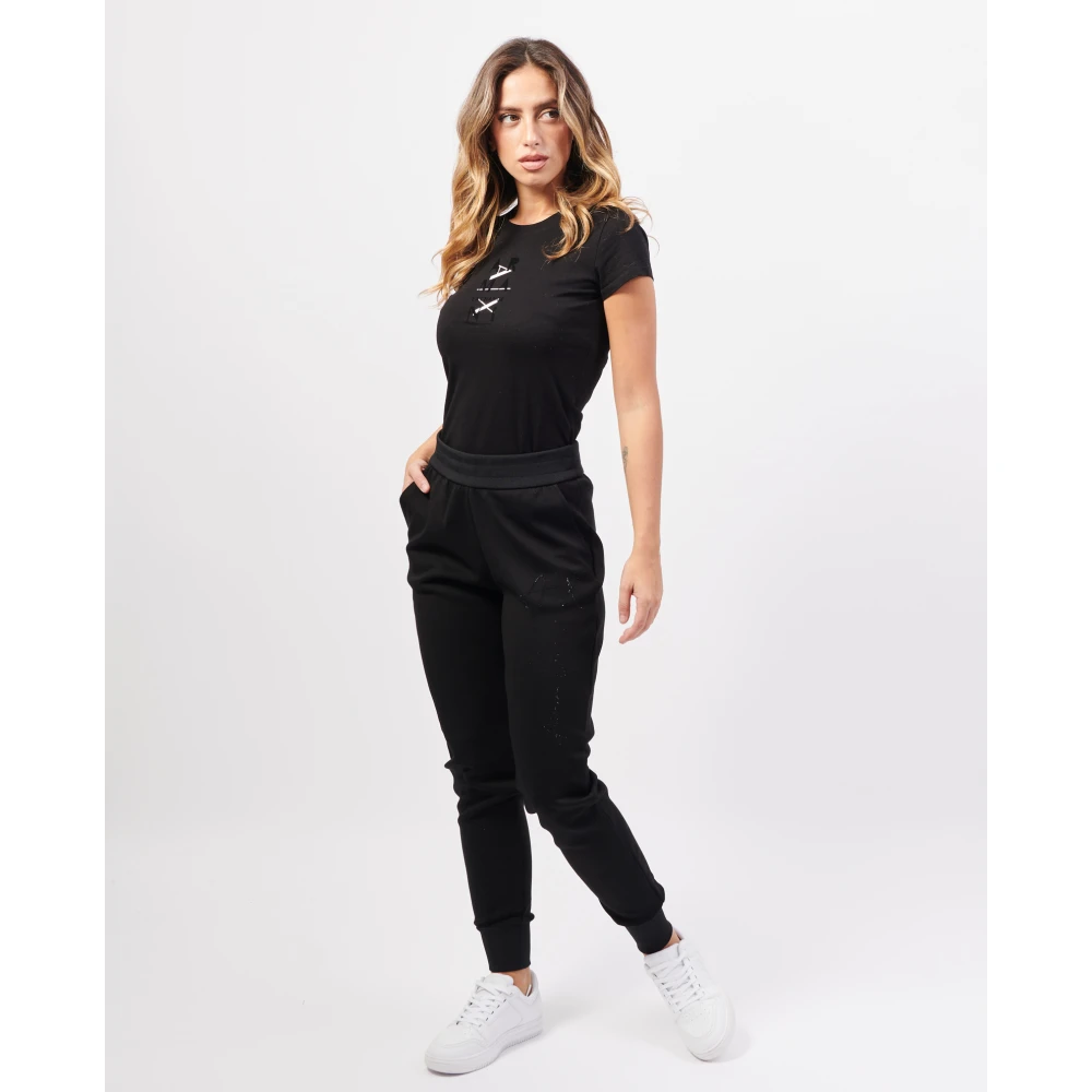 Armani Exchange Zwarte Elastische Taille Joggers Black Dames