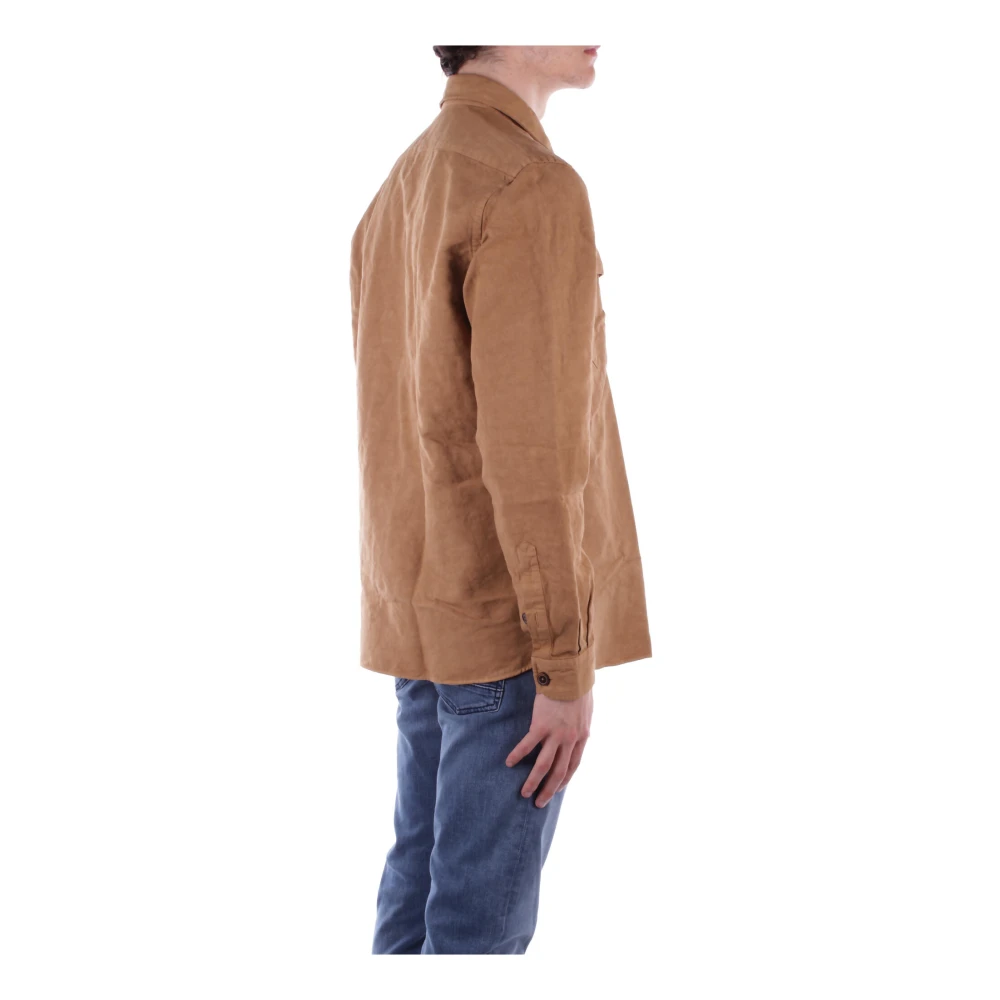 Fay Linnen Knoopshirt Brown Heren