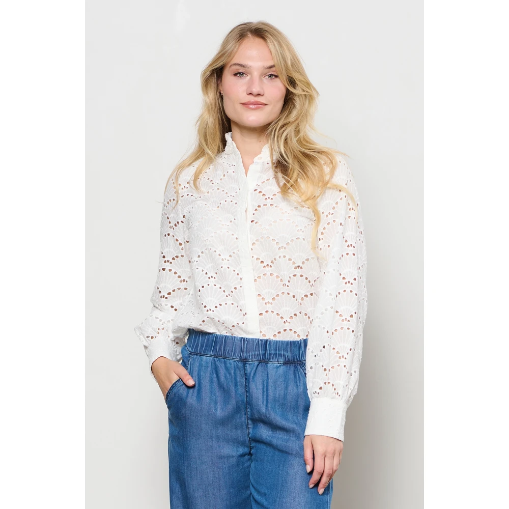 &Co Woman Oversized Hemd mit V-Ausschnitt White Dames