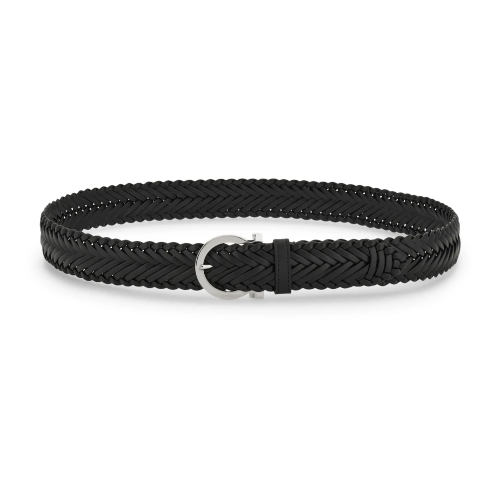 Ferragamo Women's Black Belts, 105 Cm, Braided Leather Belt