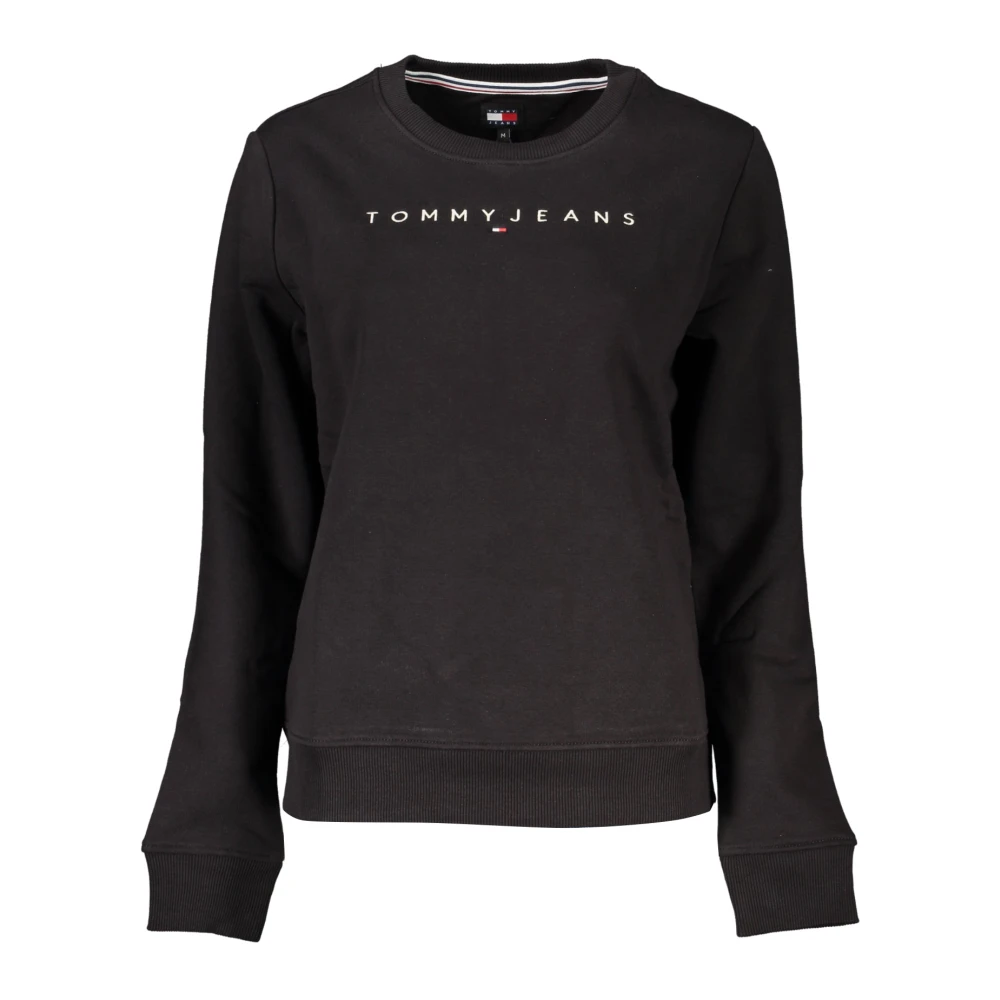 Tommy Hilfiger Zwarte Geborduurde Logo Sweater Lange Mouw Black Dames