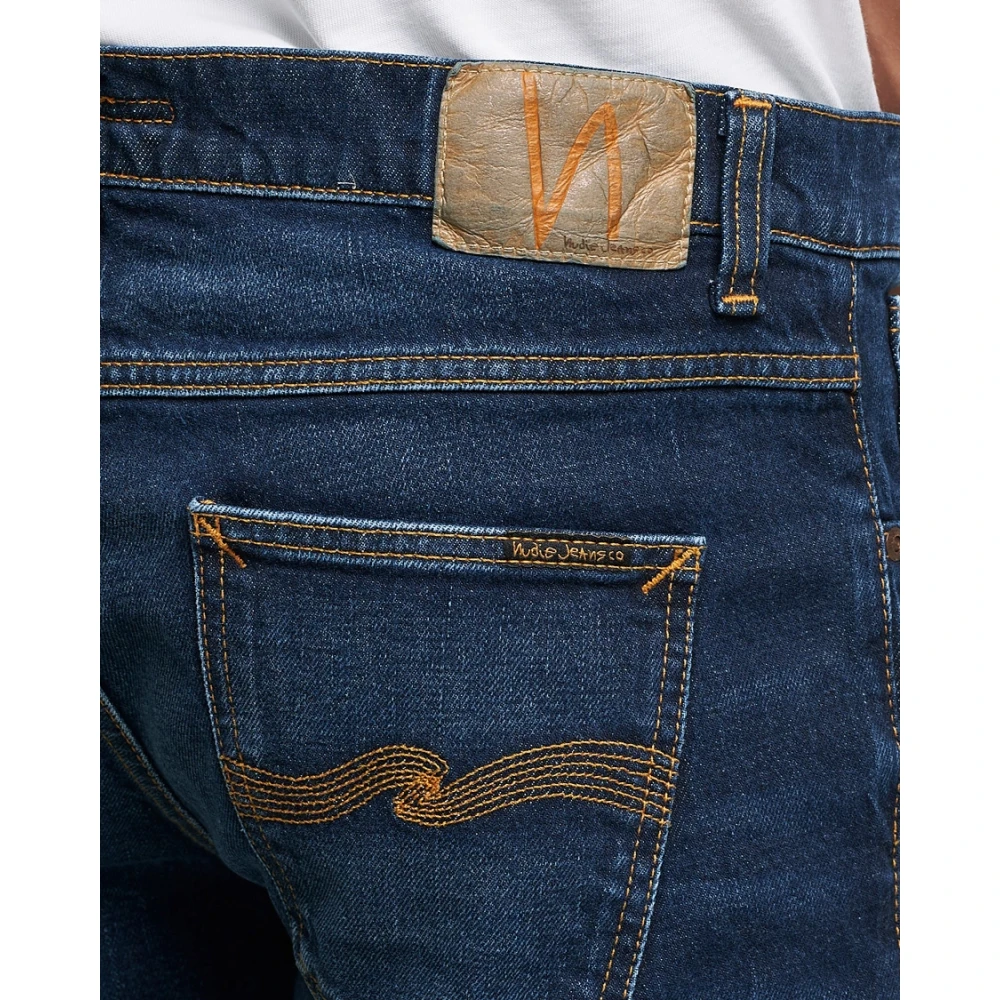 Nudie Jeans Slim Fit Organische Denim Jeans met Versleten Details Blue Heren
