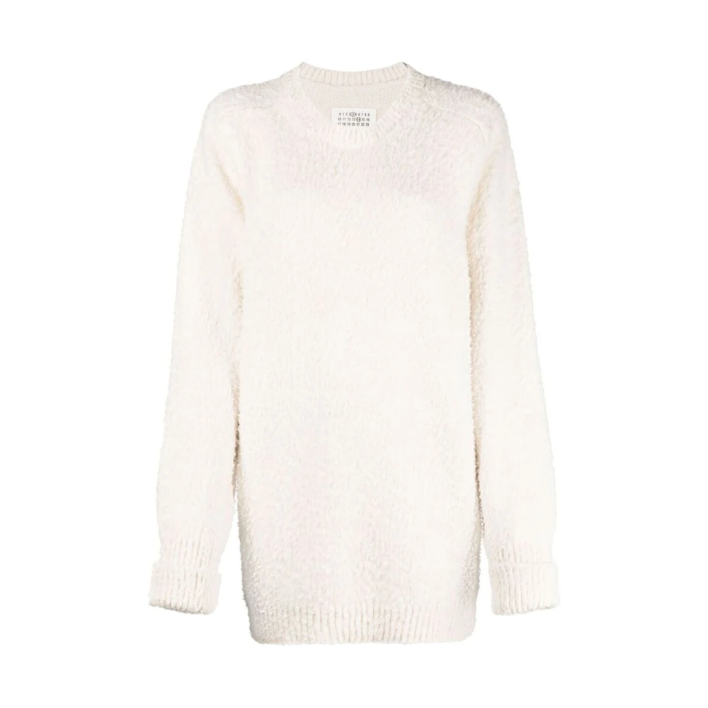 Maison Margiela Witte Crew Neck Sweater Geborsteld Effect White Dames