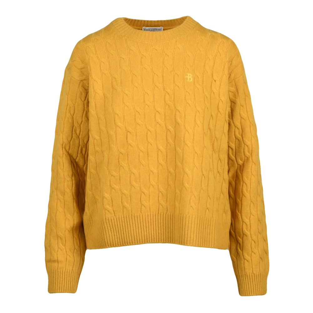 Ballantyne Vrouw Geel Truien & Vesten Dames, L, Wol, Pullover Intrecciato Girocollo
