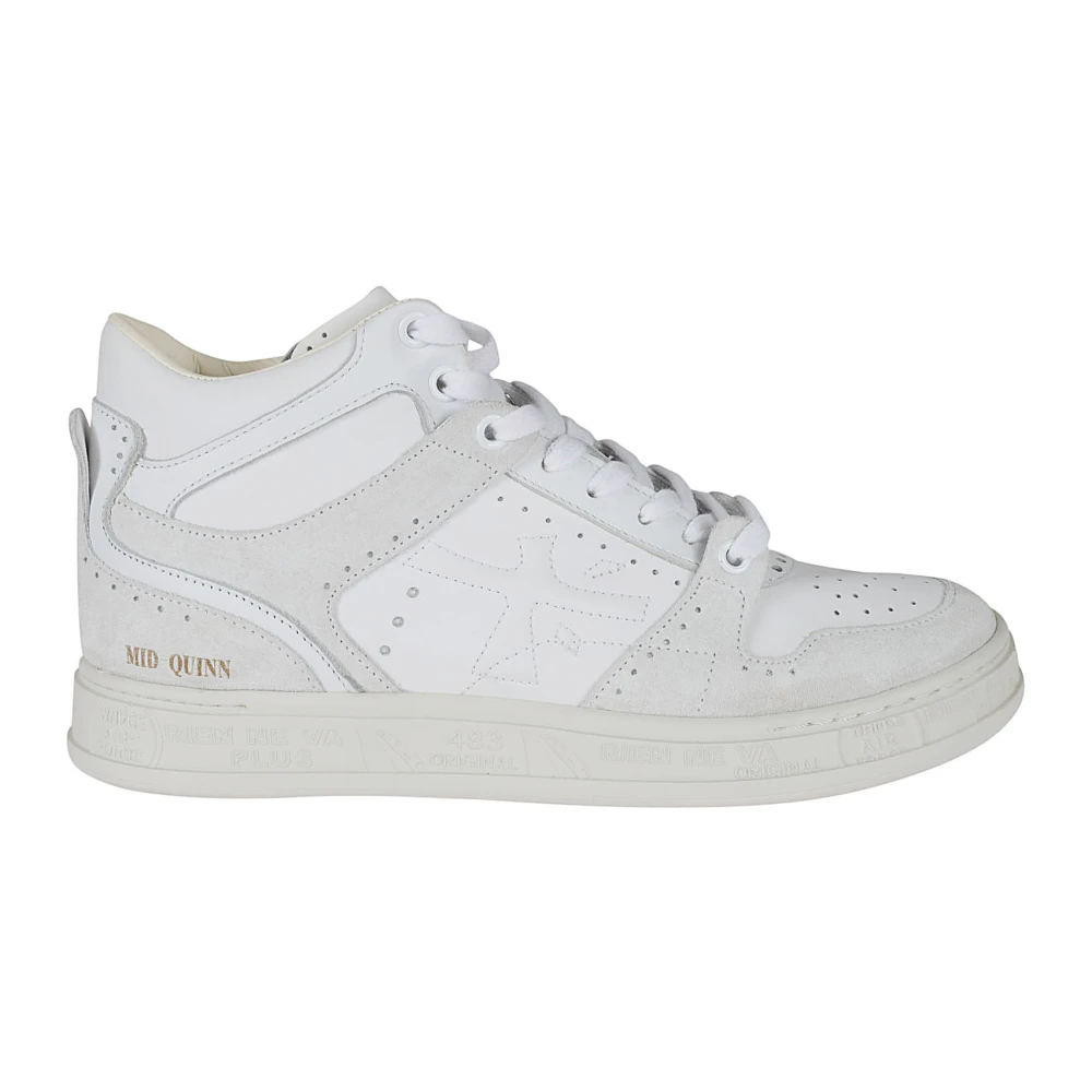 Premiata Leren sneaker met suède details Dames Schoenen Wit