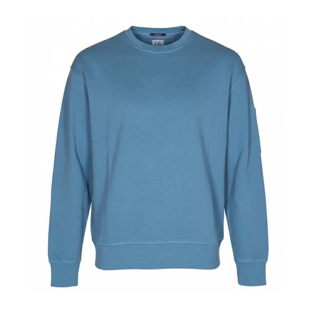 C.p. Company Men's Blue Sweatshirts, 2XL, Diagonal Fleece Crewneck Sweatshirt