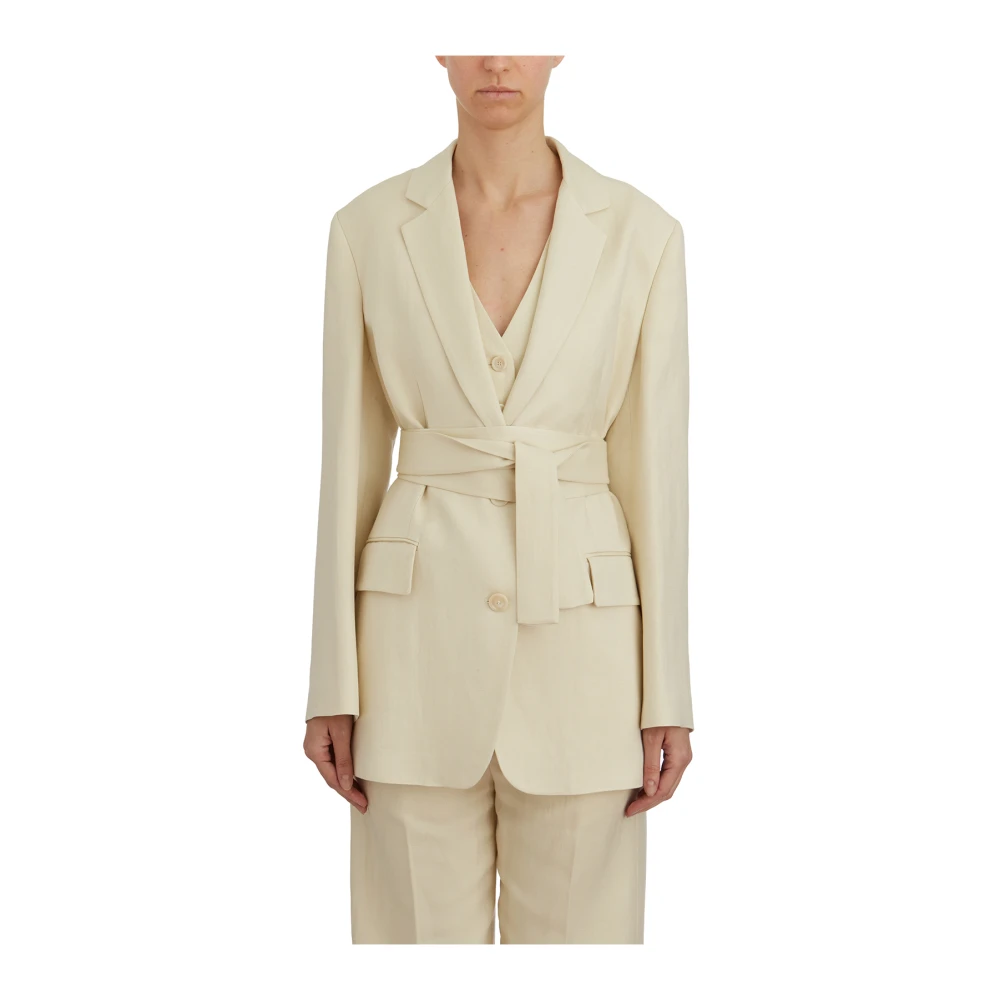 Dondup Blazer met Tailleband Beige Dames