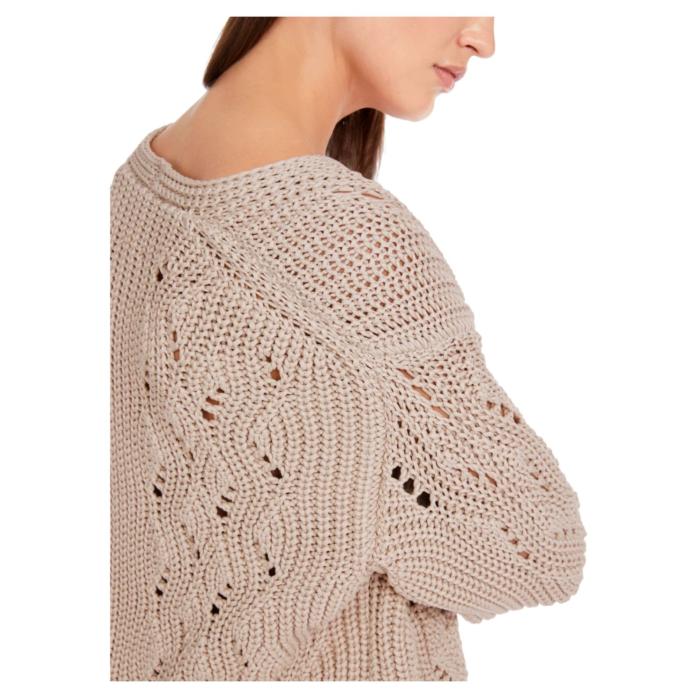 Marc Cain Grob Gebreide Pullover met V-Hals Beige Dames