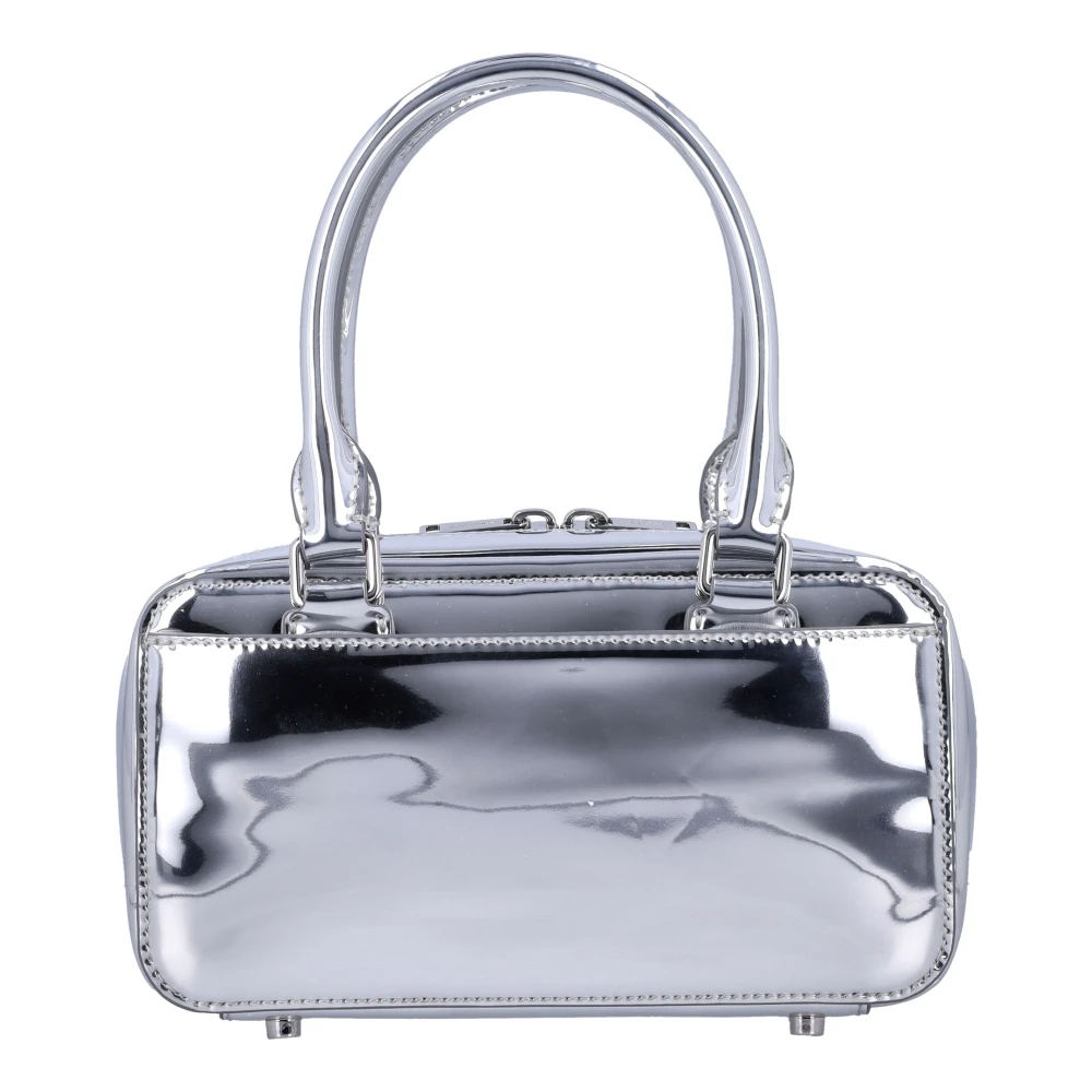 Self Portrait Stijlvolle Metallic Leren Mini Tote Tas Gray Dames