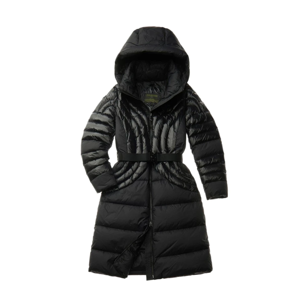 Blauer Zwarte Winterjas Dames Capuchon Rits Black Dames