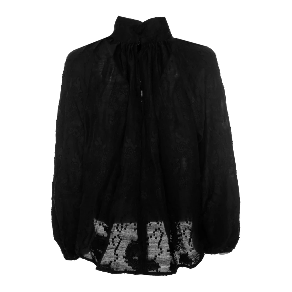 drykorn Bloemen Ballonmouw Blouse Black Dames