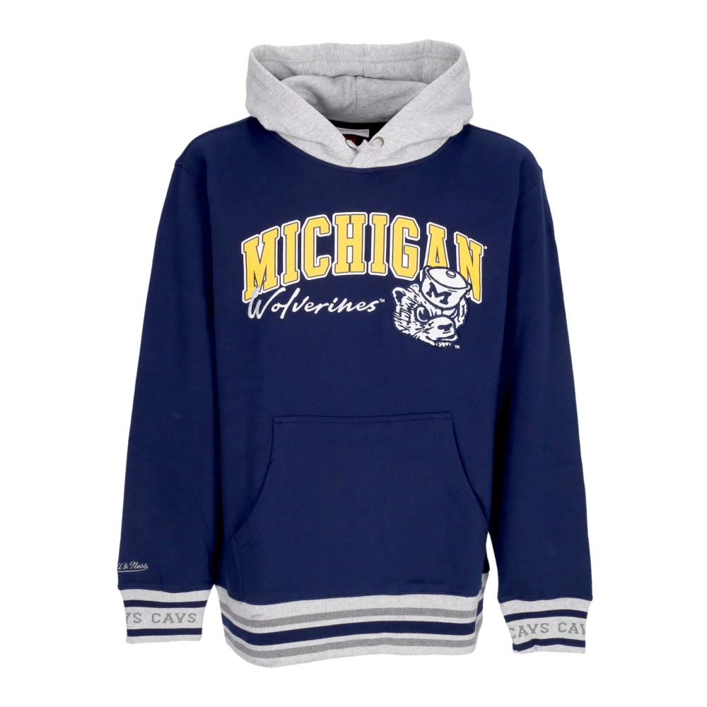 Mitchell & Ness Vintage Logo Fleece Hoodie Michigan Wolverines Blue Heren