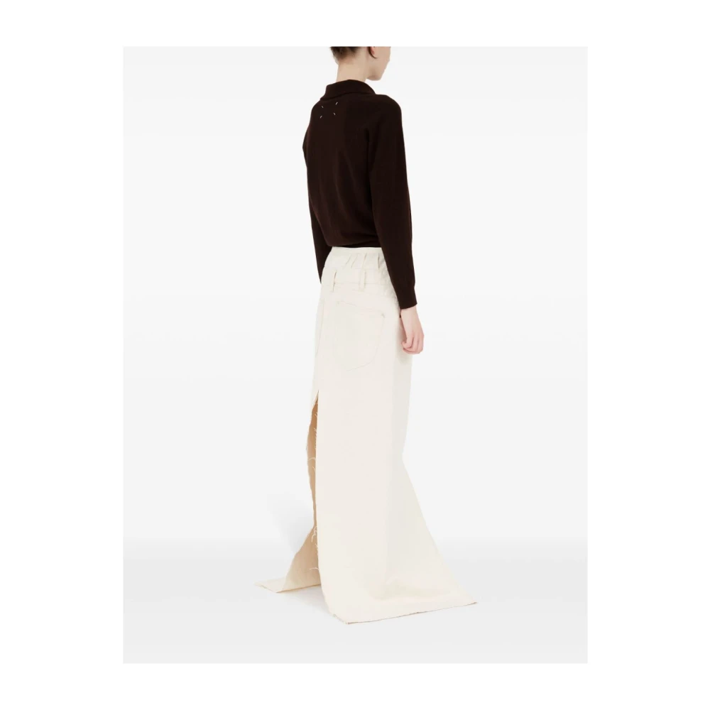 Maison Margiela Crème Denim Lange Rok met Intiem Top Effect White Dames