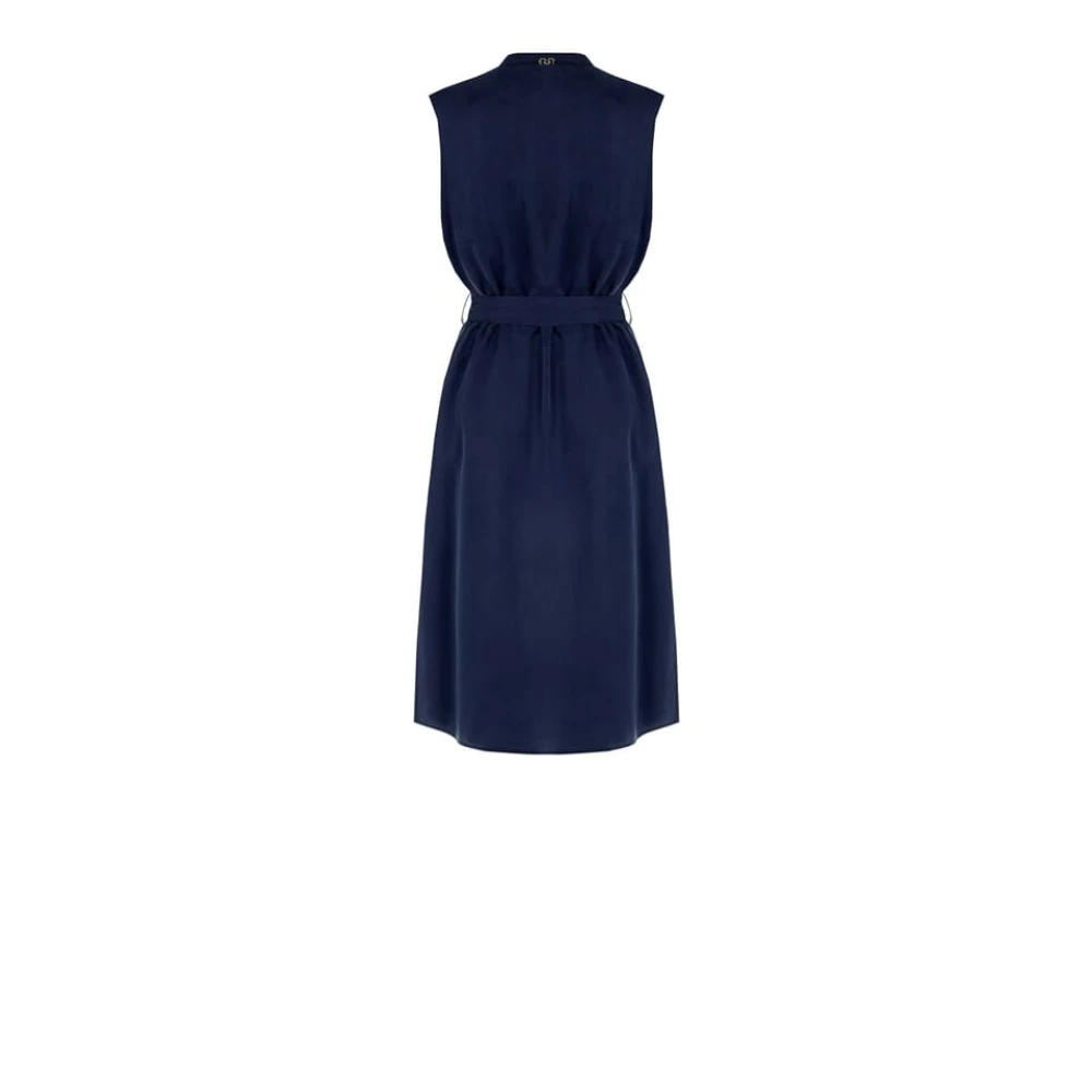 RINASCIMENTO Mandarijn Kraag Mouwloze Chemisier Jurk Blue Dames