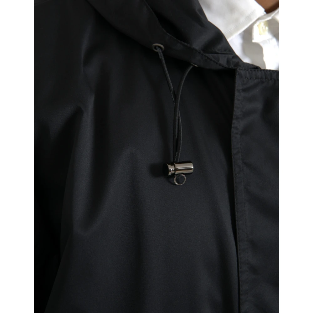 Dolce & Gabbana Zwarte Windbreaker Jas met Capuchon Black Heren