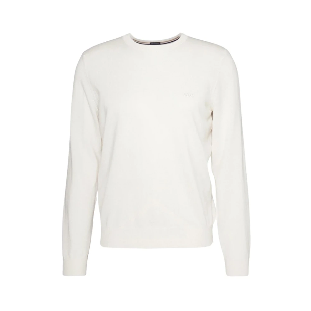 Hugo Men's White Stylish Crew Neck Wool Jumper - Round-Neck Knitwear - 2XL - Knitwear